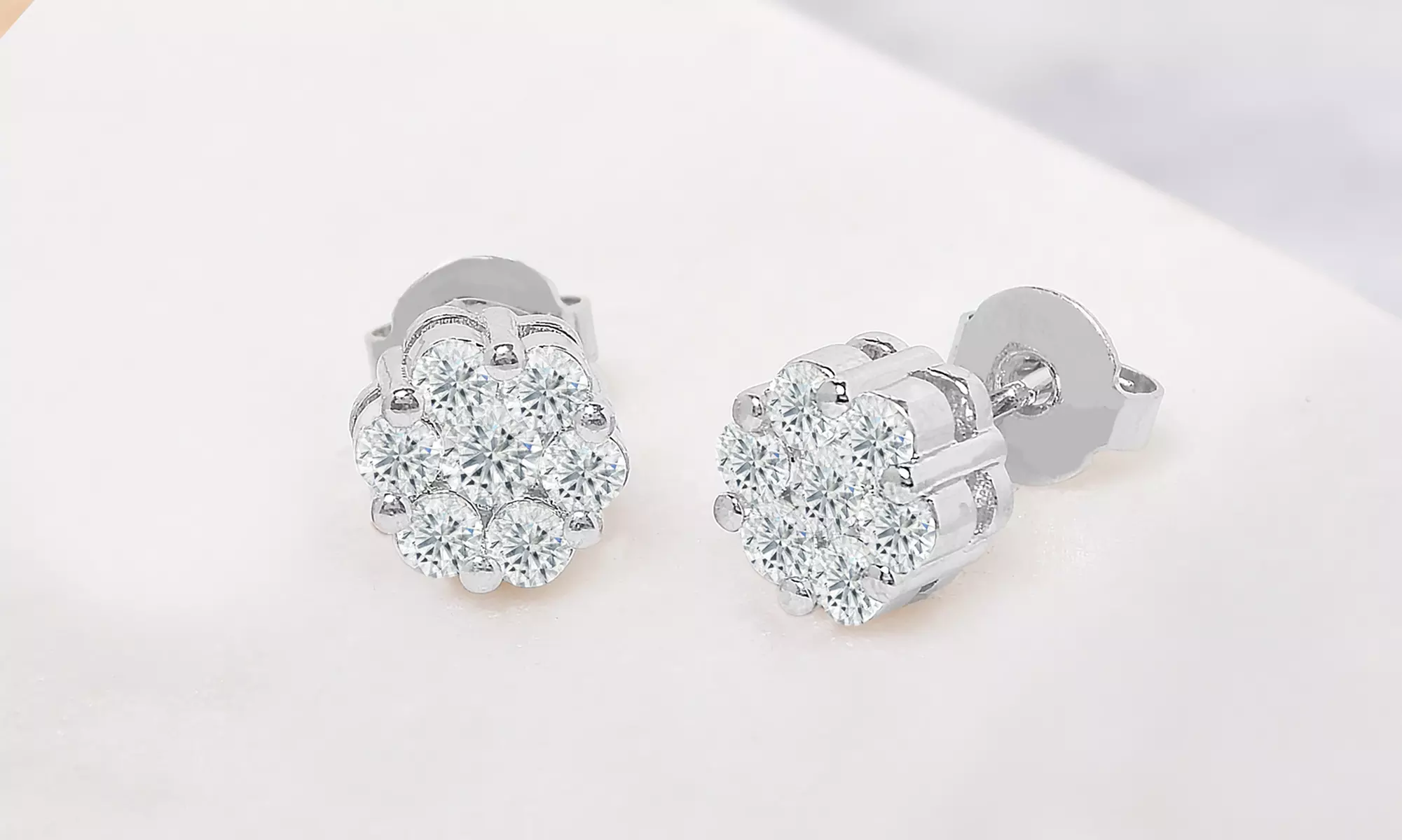 Flower Stud Earrings Set Made with Cubic Zirconia Stones