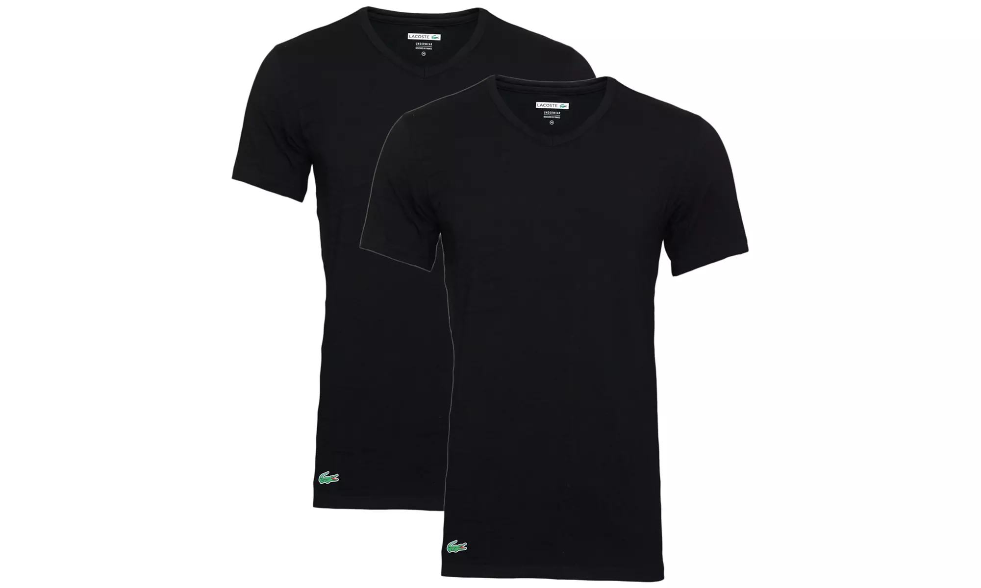 Set di 2 T-shirt da uomo Lacoste disponibile in taglia L e colore nero, a scelta tra girocollo o scollo a V - Image 3