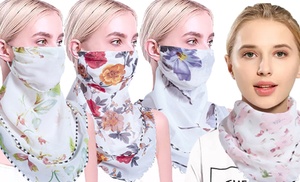 Women's Flower-Printed Scarf/Mask