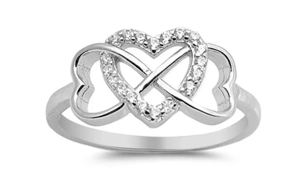 Infinity Heart Bang Plated in 18K White Gold In Sizes 6 - 9