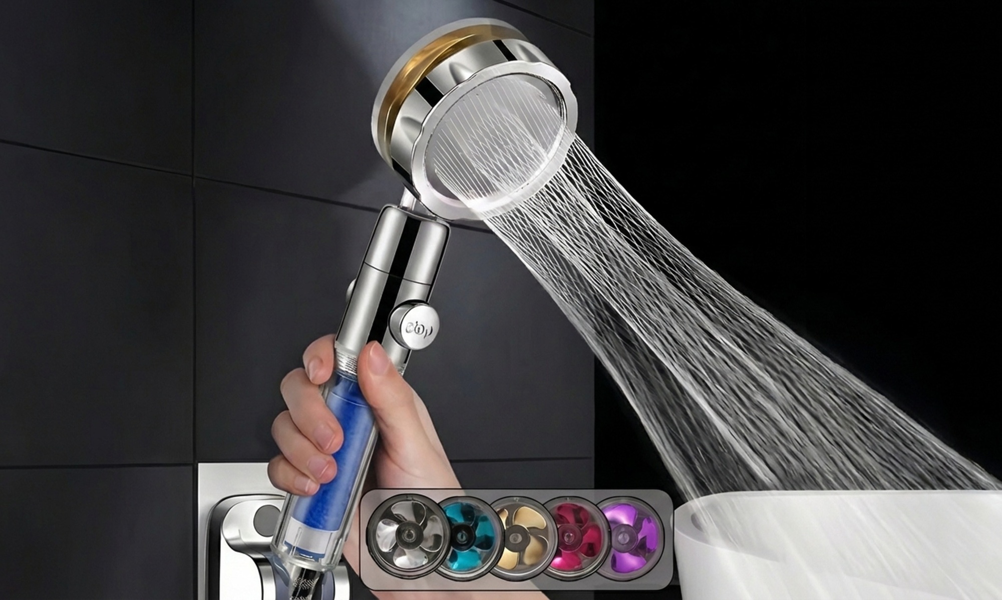 Pommeau de douche turbo avec filtre