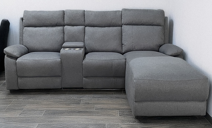 Image 1: Sorento Three Seater Fabric Corner Reclining Sofa 