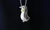 Silver Tone Two Tone Black Diamond Accent Penguin Necklace