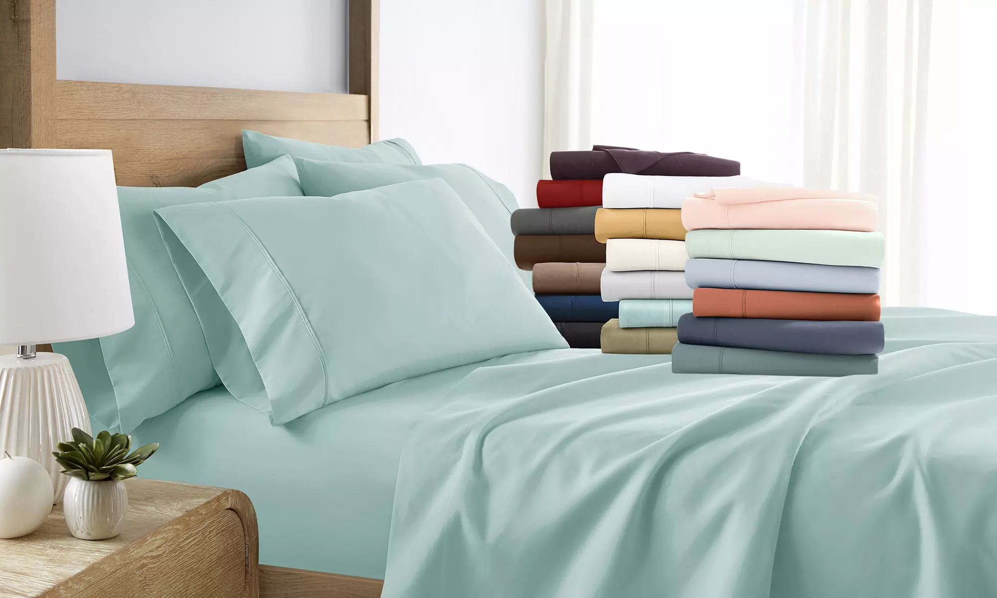 Merit Linens 6-Piece Luxury Wrinkle Free Hotel Bed Sheet Set