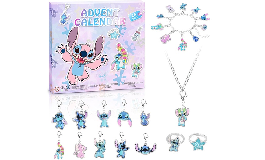 Image 1: Calendario dell'Avvento ispirato a Stitch con bracciali 