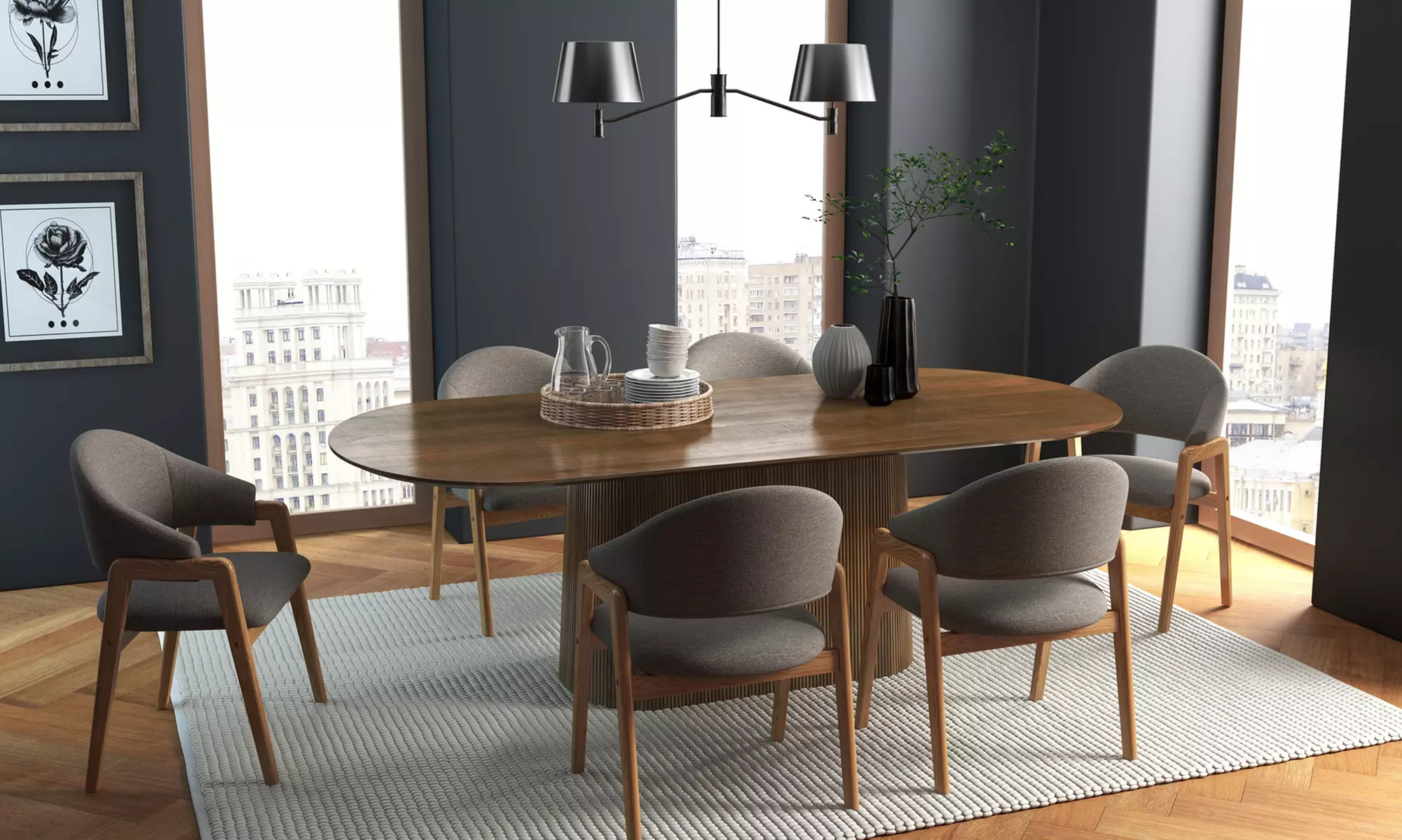 Sillas de comedor tapizadas con patas de madera Woolden, de Doosense