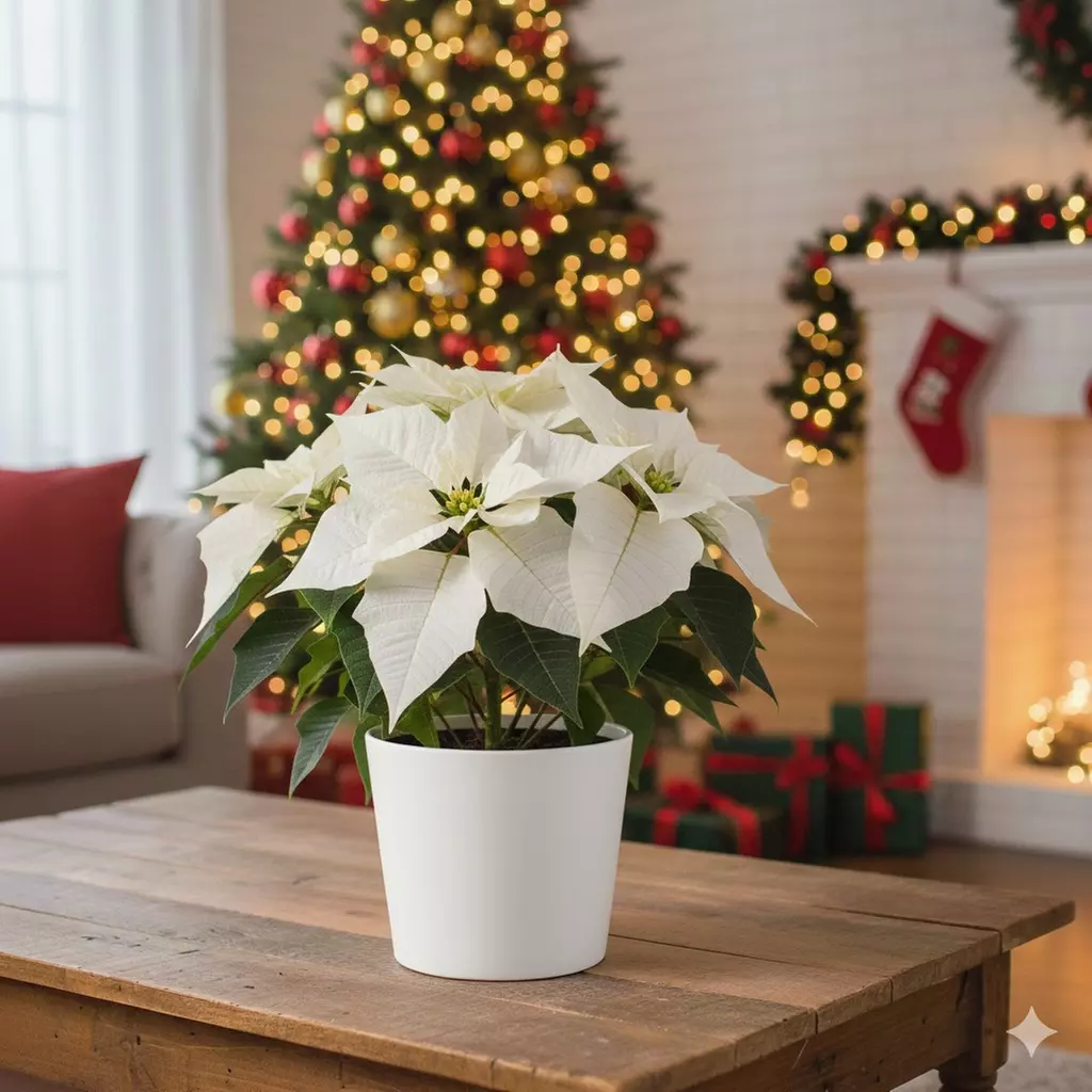 6" Poinsettia in Red and White with Free Shipping (Up to 10% Off)