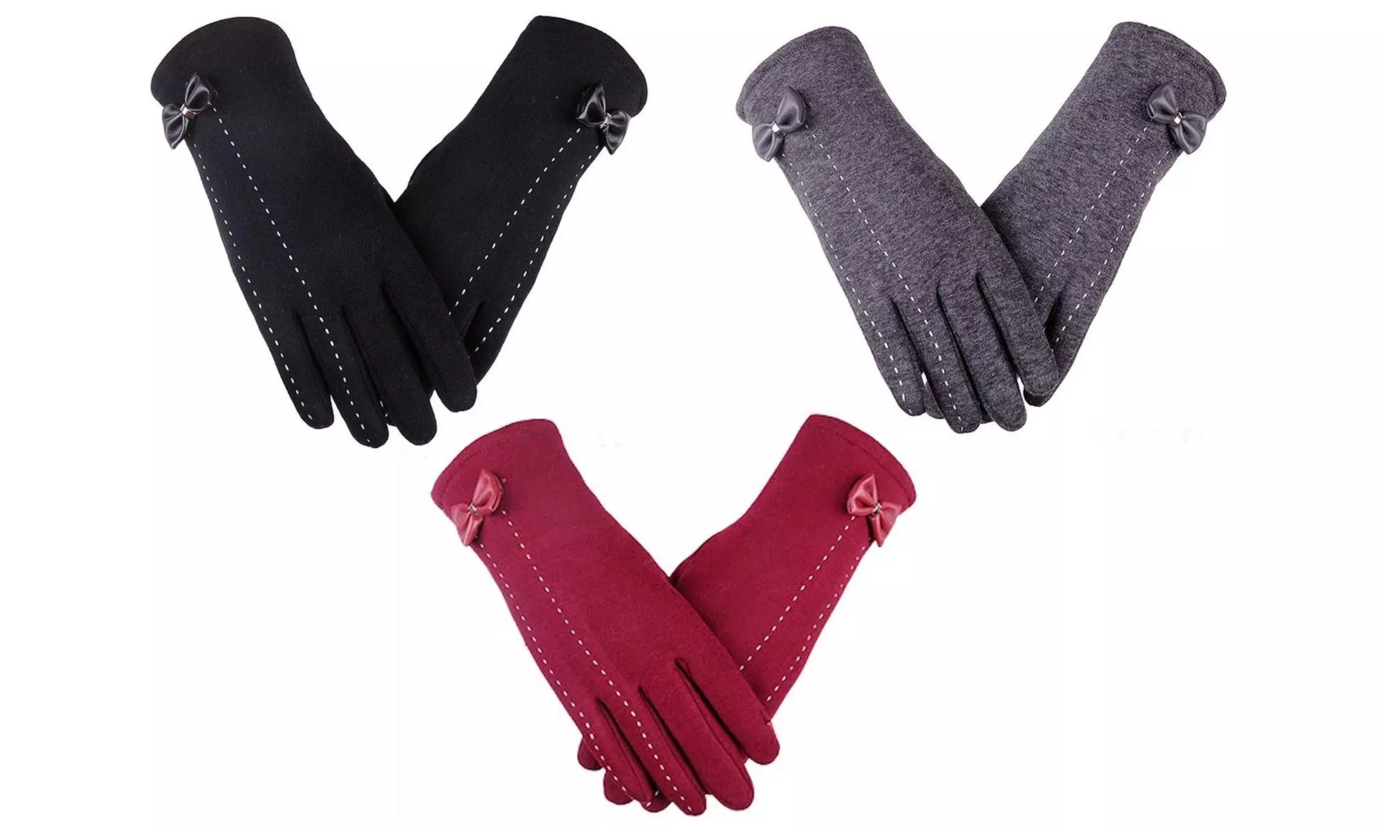 1 ou 2 paires de gants tactiles Maria avec détails noeud - Primary Image