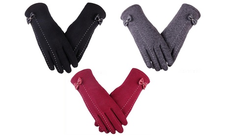 1 ou 2 paires de gants tactiles Maria avec détails noeud