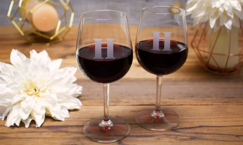 One Etched Wine Bottle or One, Two, Four or Six Etched Monogram Wine Glasses from Etchedwine.com (Up to 67% Off) - Second Medium