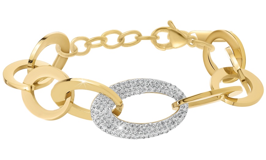 Image 10: Pulsera con cristales brillantes en dorado o plateado de SC Crystal