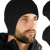 Image 1: Mens Winter Warm Knit Fleece Lined Beanie Hat with Ear Flaps