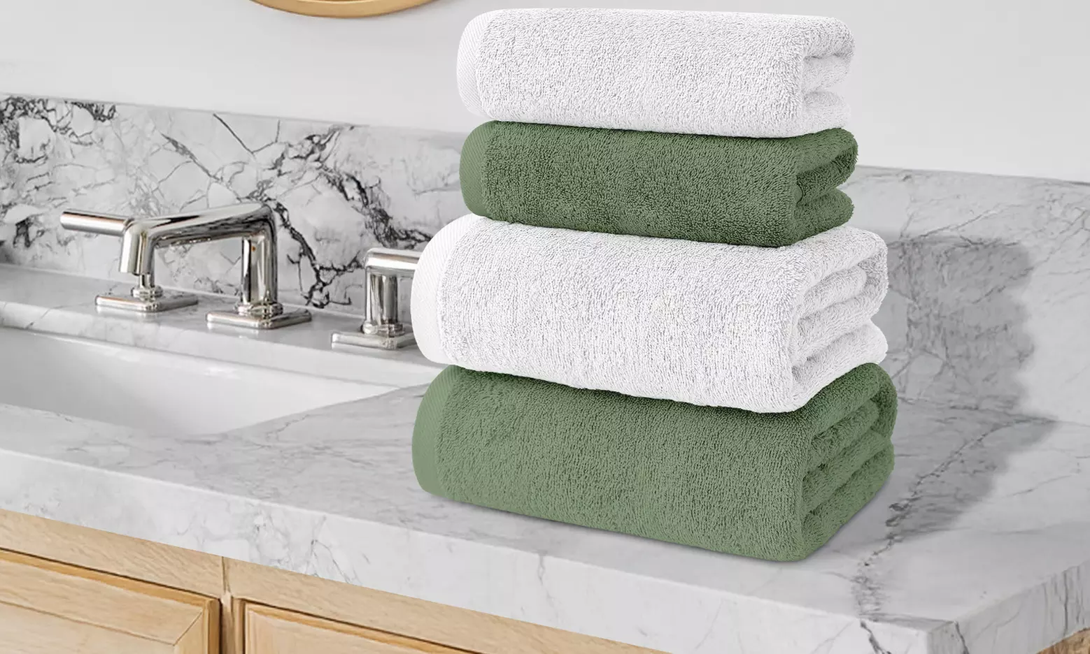 Juego de 4 toallas de baño de algodón en 2 colores