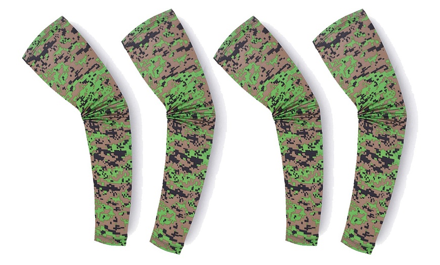 Image 14: 2 Pairs Quick Dry Arm Sleeves Cover Cycling Running Arm Cooling UV Protection