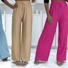 Image 1: Textured Palazzo Wide Trousers
