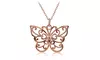 Rose Gold Flashed Sterling Silver High Polished Filigree Butterfly Necklace