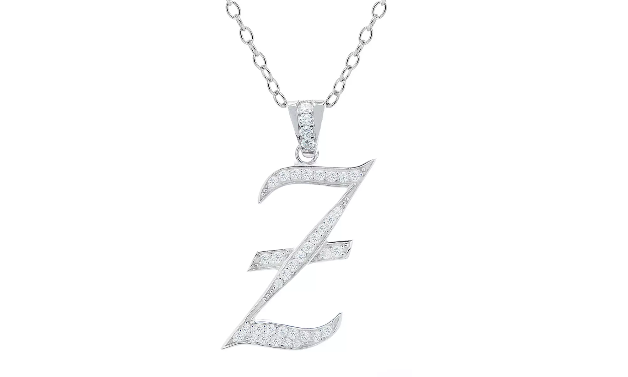 Script Initial Pendant Necklaces in Sterling Silver