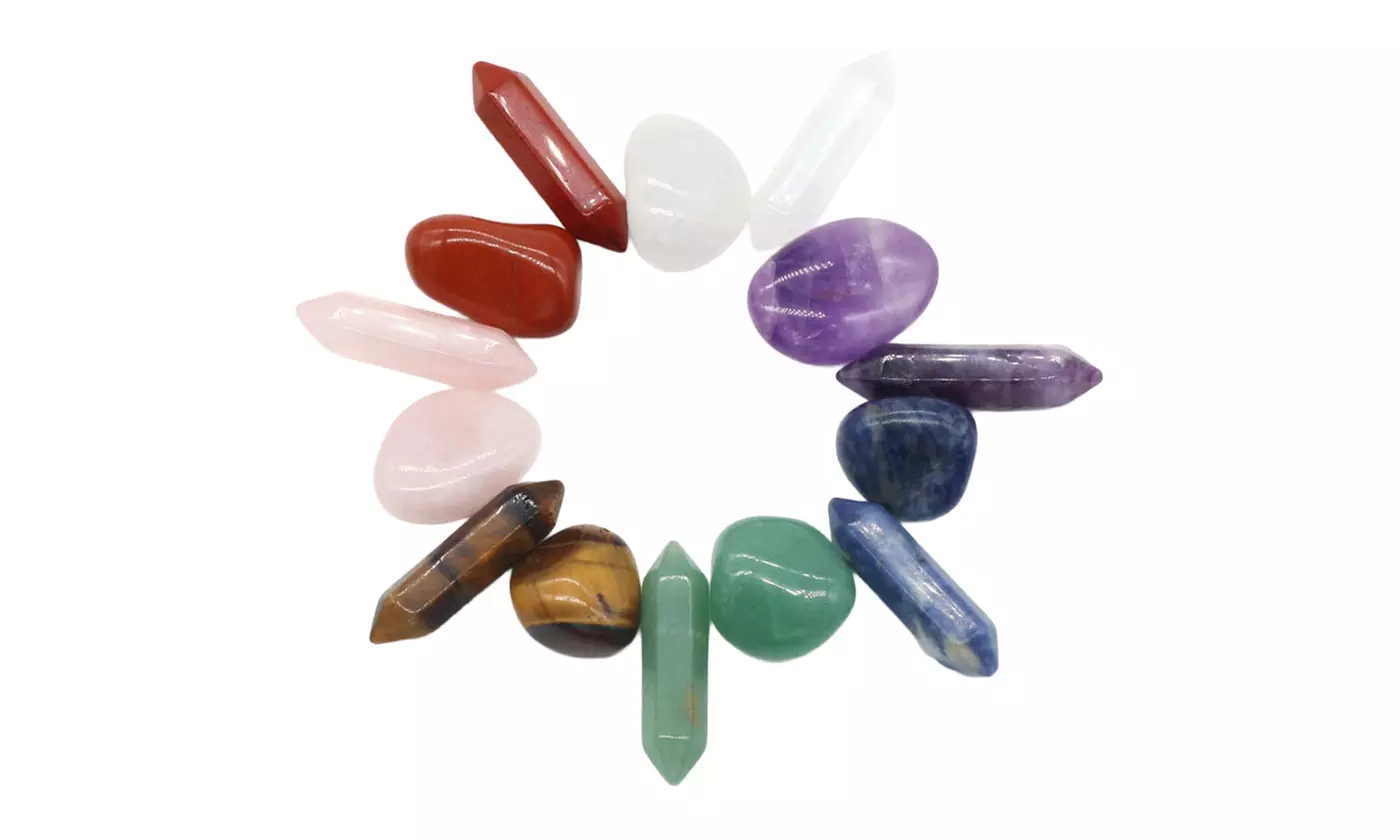 14 Pcs Set Chakra Crystals and Healing Stones Gemstones Rocks with Gift Box