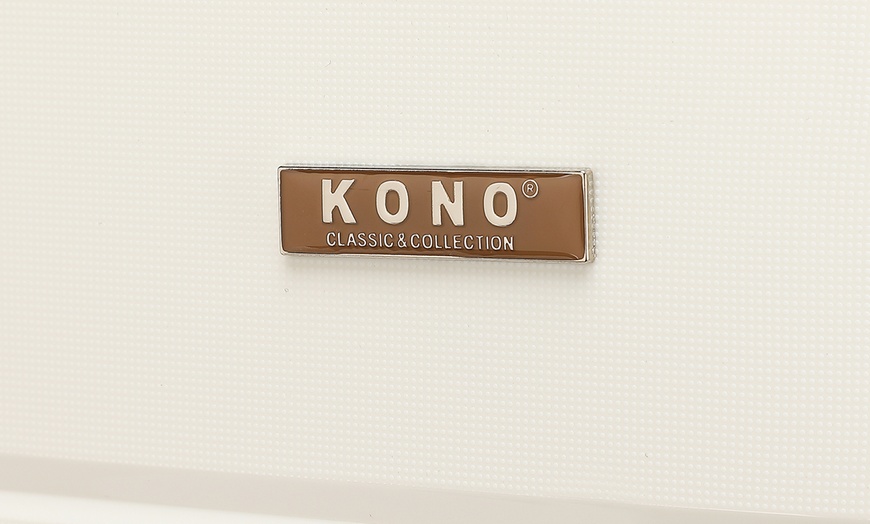 Image 16: Kono Classic Cream and Tan Hard Shell Suitcases with Lock