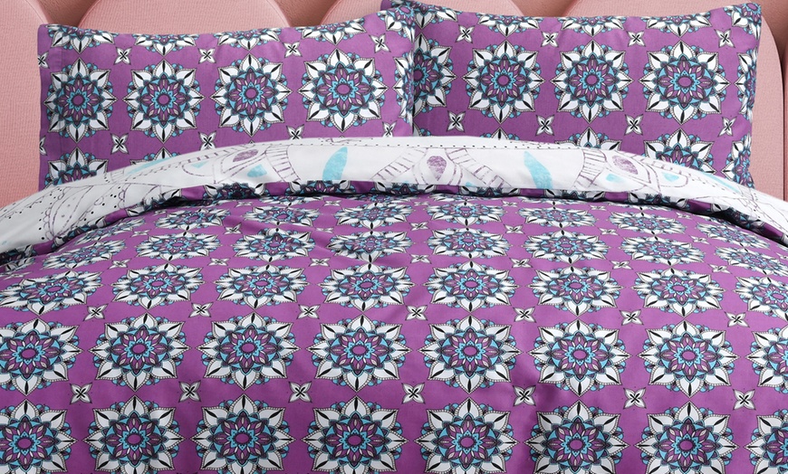 Image 18: Elephant Mandala Design Reversible Duvet Set