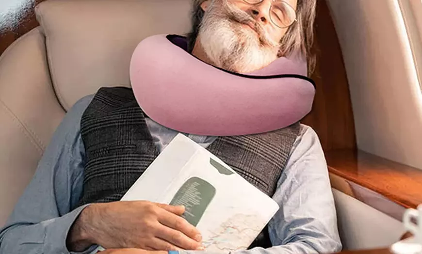 Image 2: Memory Foam Neck-Support Travel Pillow