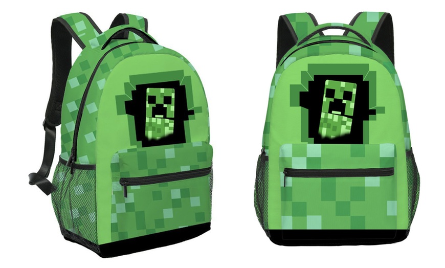 Image 4: Minecraft-Inspired Graphic Print Backpack 