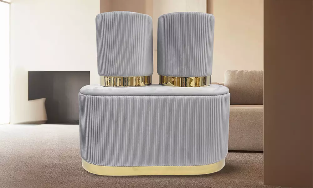 Set di 3 pouf moderni in velluto