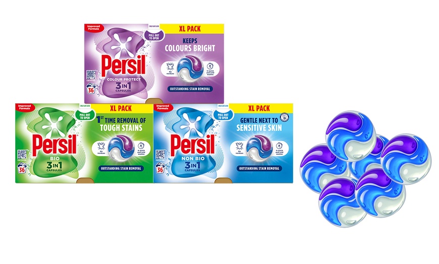 Image 1: Three or Six Packs of Persil XL 3 in 1 Washing Capsules 