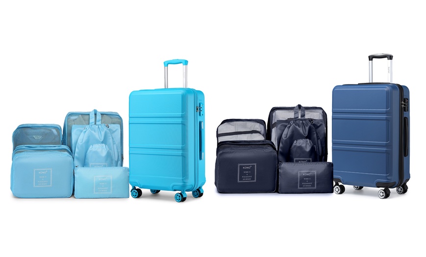 Image 1: KONO 9-Piece Travel Set Cabin Suitcase And Organizer Bags
