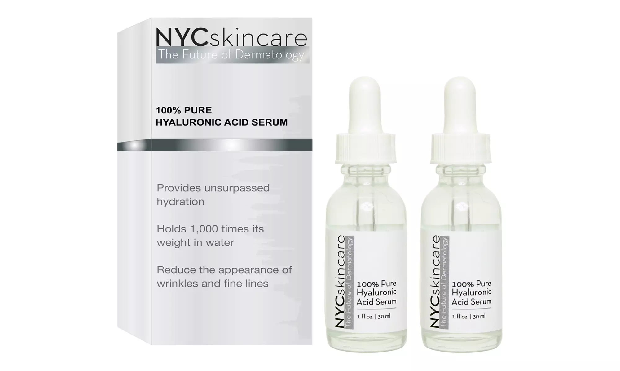 NYCskincare Pure 100% Hyaluronic Acid Serum 1oz (1 pack or 2 pack)