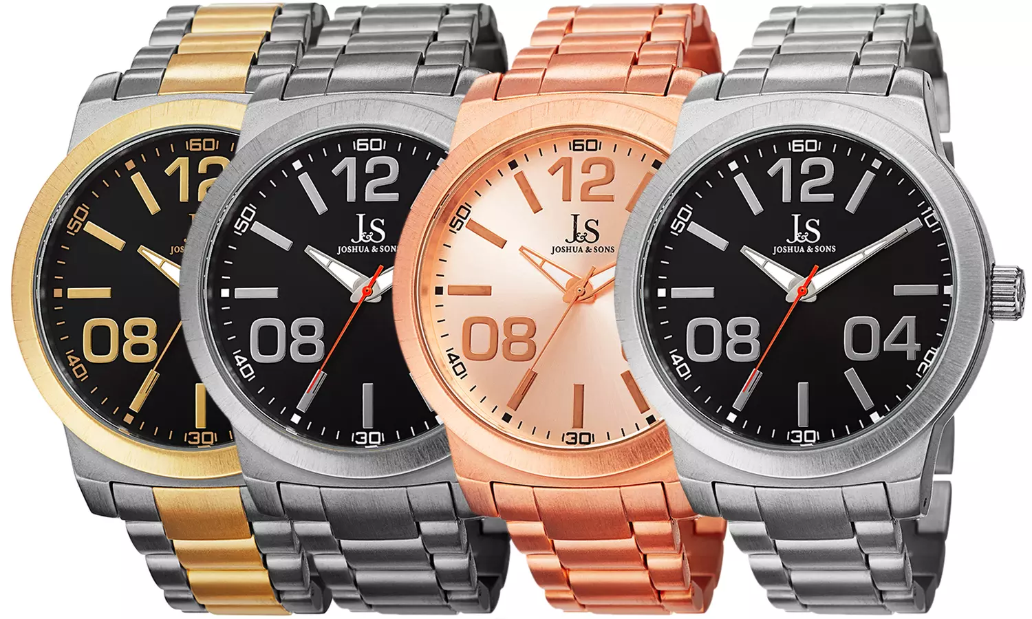Men's Joshua & Sons Large Arabic Numerals Bracelet Watch - Primary Image