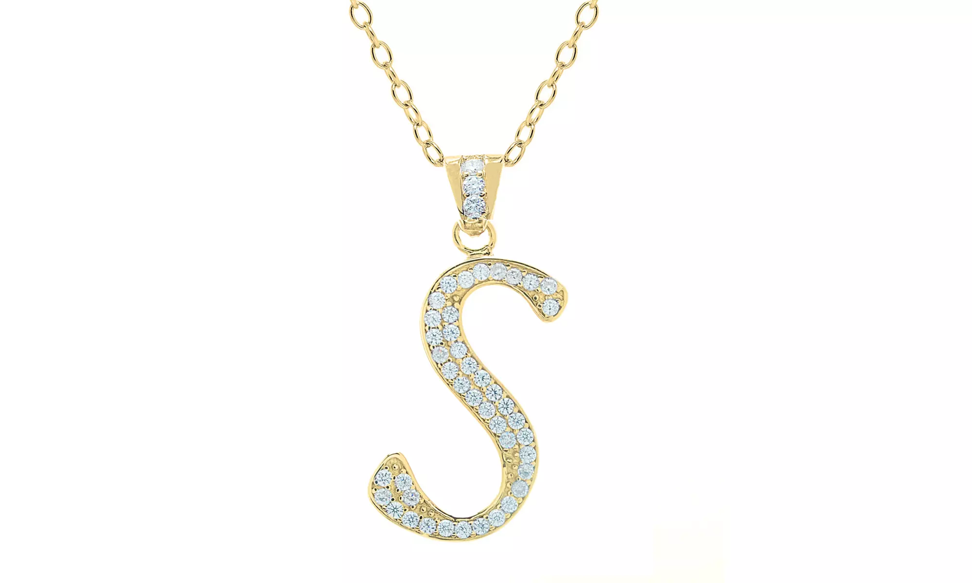 Script Initial Pendant Necklaces in Sterling Silver