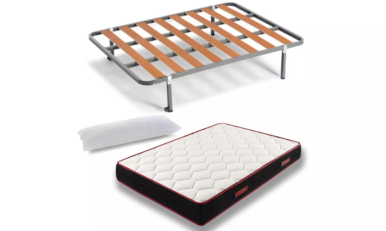 Colchón viscoelástico Memory Fresh con somier con patas y almohada - Primary Image