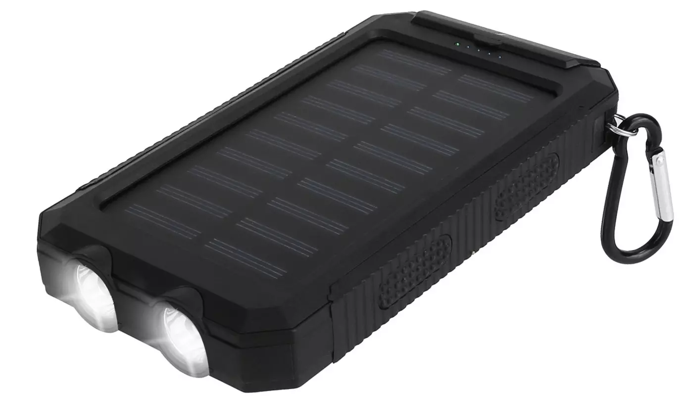 iMounTEK 10,000mAh Solar Power Bank Battery Pack with 2 USB Ports and LED Lights