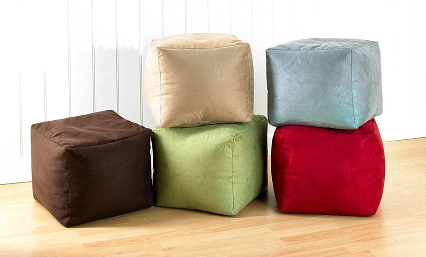 Image 1: Faux Suede Bean Bag Cube