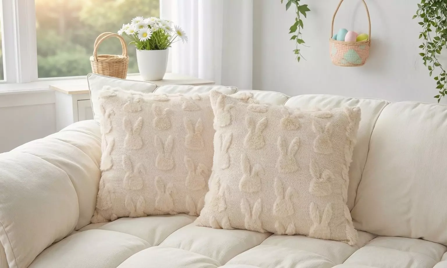 Easter Bunny Plush Cushion Cover