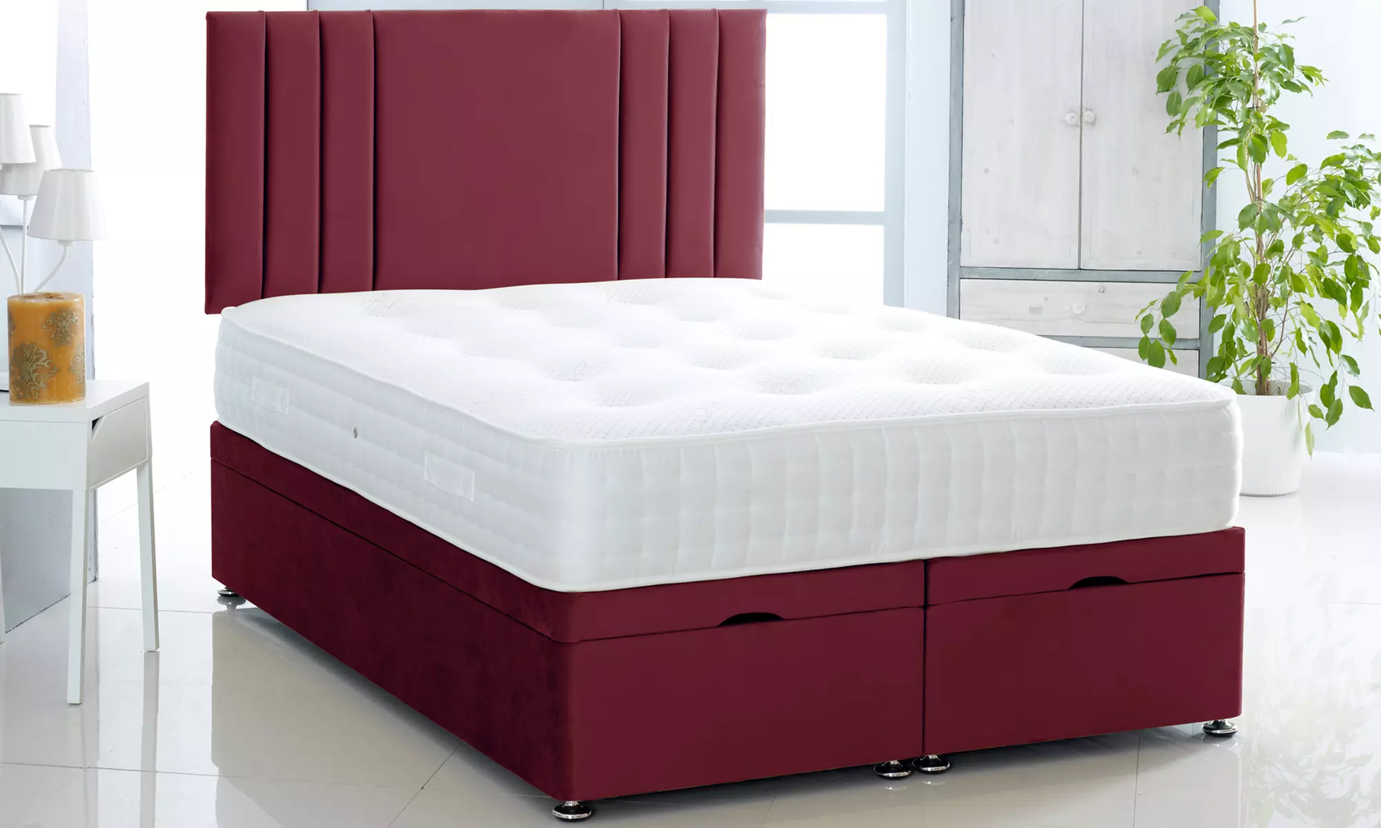 Plush Velvet Ottoman Gas Lift Bed with Memory Spring Mattress