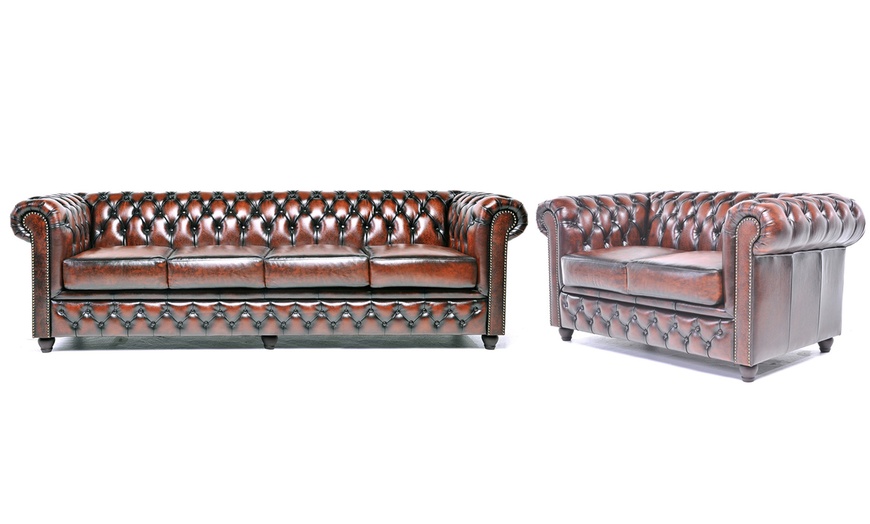 Image 61: Sofas Chesterfield en cuir authentiques 