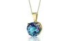 14k yellow Gold Plated 3 Ct Round Alexandrite 18 Inch Necklace.