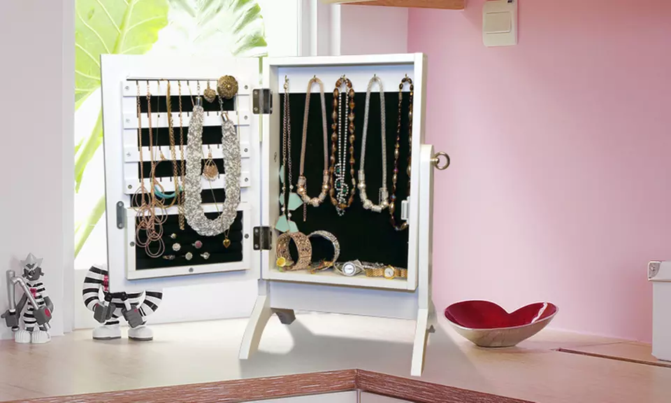 Table Top or Floor-Standing Jewellery Cabinet with Mirror - Image 6