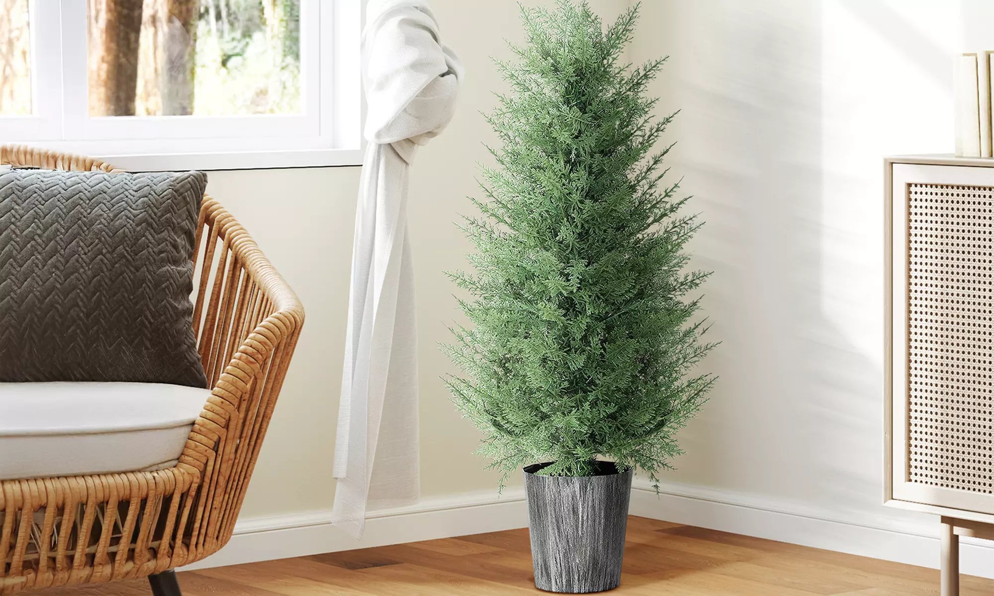 Set of Two HomCom Artificial Cypress Trees