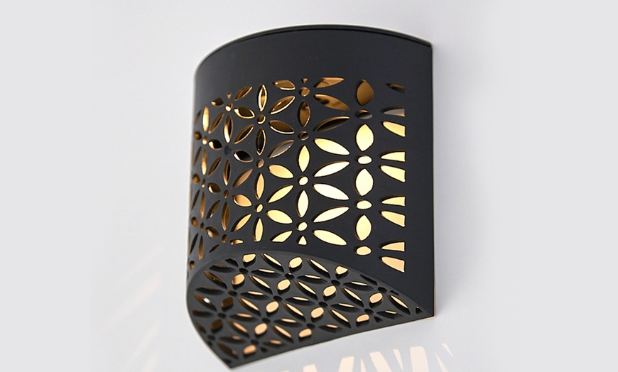 Image 4: Moroccan Solar Wall Lights - 4 Pack, Warm White LED