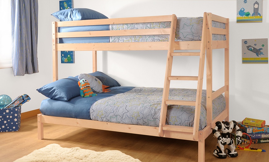 Image 2: Solid Pine Triple Bunk Bed with Optional Mattresses