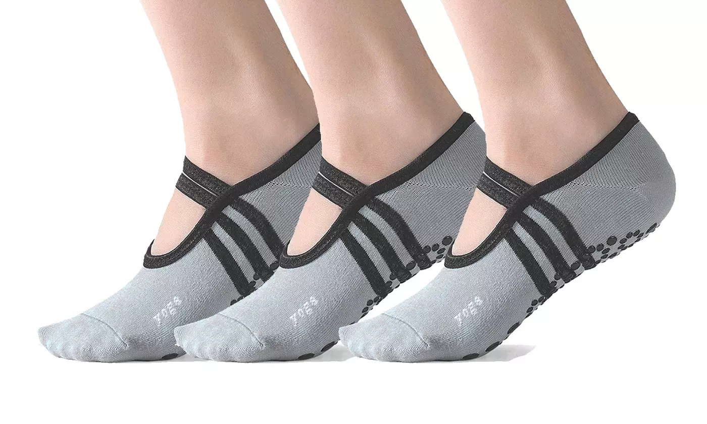 1-3 Pair Yoga Sock for Women Non-Slip Grips & Straps Dance Socks Pilates Socks