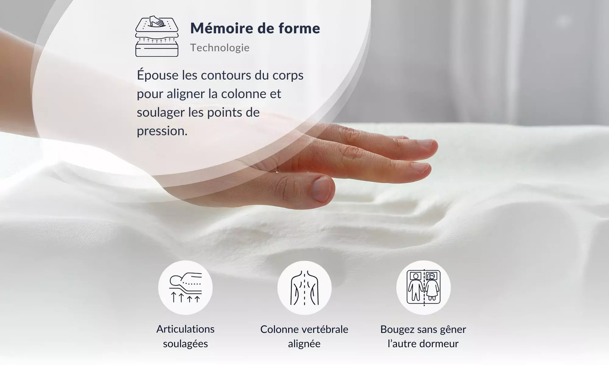 Matelas Royal à mémoire de forme, 24 cm, fabrication française