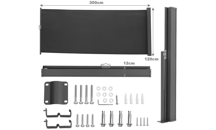 Image 11: Retractable Polyester One-Side Awning with Iron or Plastic Handle