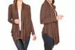 Women's Long Sleeve Draped Neck Open Front Solid Cardigan - Second Medium