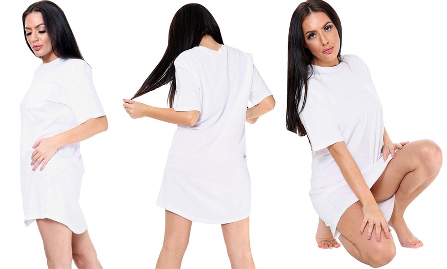 Image 11: Women's Plain Nightwear Nighty T-Shirt