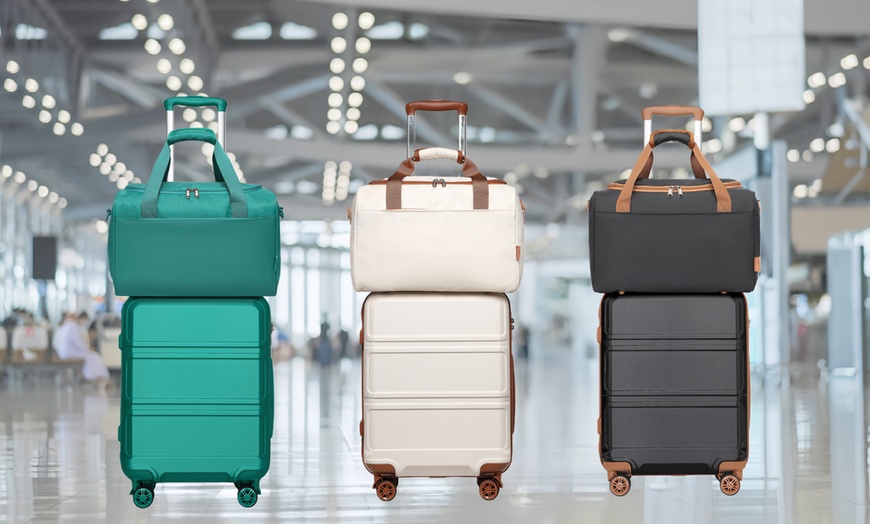 Image 2: KONO 20 Inch Cabin Suitcase Durable ABS Luggage with a Travel Bag