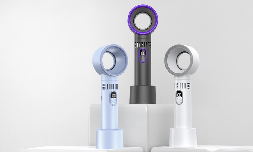Image 1: Portable Bladeless Fan with LED Display